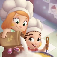 Children making pancakes for dad in a unique DIY gift for Father's Day.