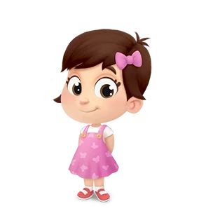 A girl, a main character in a special custom book about mamas and their children. 