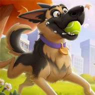 A customizable dog cartoon fetching a ball. From a custom dog storybook to celebrate your dog's life.