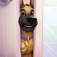 A comical hand-drawn illustration of a dog spying on you. From a cute custom keepsake book for dog owners.