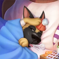 A cartoon dog being a hypochondriac, personalized as your dog. From a dog book you can personalize. The best dog keepsake.